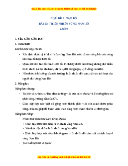 Giáo án Bài 23 Lịch sử & Địa lí lớp 4 Chân trời sáng tạo: Thiên nhiên vùng Nam Bộ