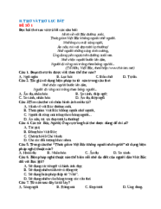 18 Đề đọc hiểu Văn 6 Thơ, thơ lục bát (cấu trúc mới)