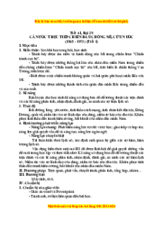 Giáo án Bài 29 Lịch sử 9: Cả nước trực tiếp chiến đấu chống Mĩ, cứu nước (1965-1973)