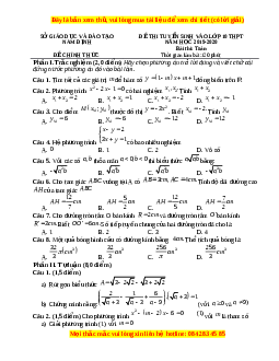 Đề thi vào 10 môn Toán tỉnh Nam Định năm 2020