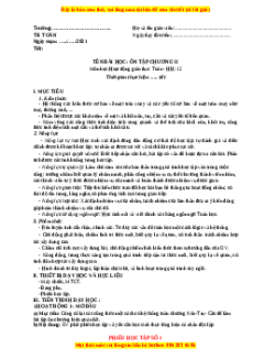 Giáo án Ôn tập chương 2 Toán 12 Hình học