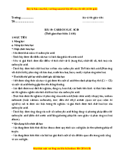 Giáo án Carboxylic acid Hóa học 11 Chân trời sáng tạo