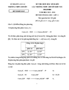 Đề thi HSG Hóa học 11 Trường THPT Chuyên Lào Cai