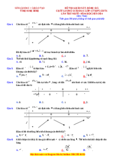 Đề thi thử tốt nghiệp Toán Sở Ninh Bình lần 1 năm 2024