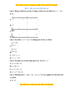 Trắc nghiệm Dấu của tam thức bậc hai Toán 10 Kết nối tri thức
