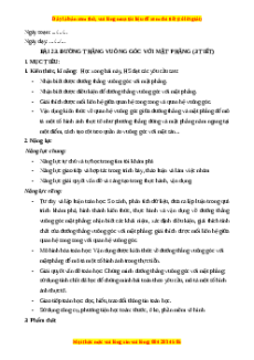 Giáo án Đường thẳng vuông góc với mặt phẳng Toán 11 Kết nối tri thức