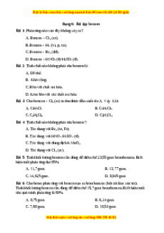 Trắc nghiệm Bài tập benzen Hóa học 9