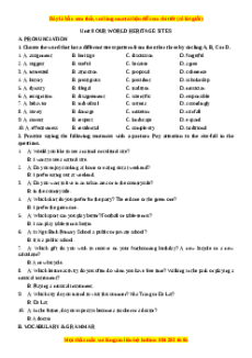 Trắc nghiệm Unit 8: Our world heritage sites Tiếng Anh 11 - Nguyễn Ngọc Châu