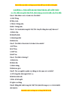 Trắc nghiệm Bài 5 Địa lí 6 Cánh diều: Trái Đất trong hệ Mặt Trời. Hình dạng và kích thước của Trái Đất