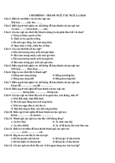 Câu hỏi ôn thi Trạng Nguyên Tiếng Việt lớp 4 Chủ điểm 8: Thành ngữ, tục ngữ, ca dao