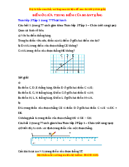 Giải Sgk Toán lớp 3 Bài 49: Điểm ở giữa. Trung điểm của đoạn thẳng (Chân trời sáng tạo)