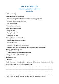 Đề cương ôn tập Cuối kì 1 Công nghệ chăn nuôi 11 Cánh diều (có đáp án)