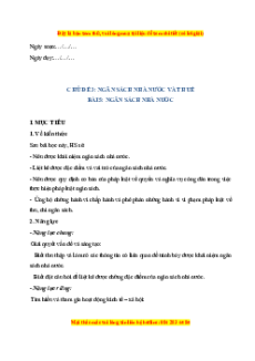 Giáo án Bài 5 KTPL 10 Cánh diều: Ngân sách nhà nước