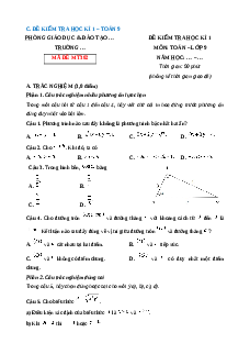Đề thi Cuối kì 1 Toán 9 Kết nối tri thức 2024 (Đề 7)