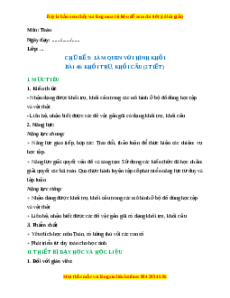 Giáo án Khối trụ, khối cầu Toán lớp 2 Kết nối tri thức