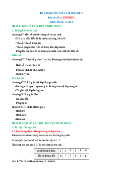 Đề cương ôn tập Cuối kì 2 Toán 9 Cánh diều