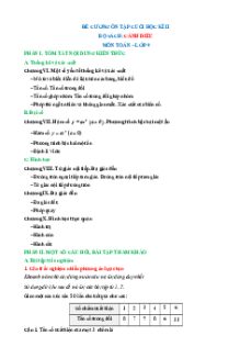 Đề cương ôn tập Cuối kì 2 Toán 9 Cánh diều