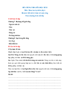 Đề cương Giữa kì 2 KHTN 6 Kết nối tri thức (nối tiếp)