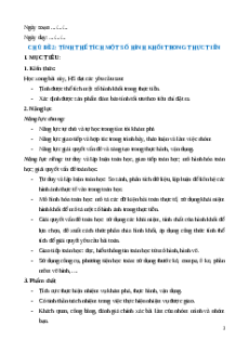 Giáo án Chủ đề 2: Tính thể tích một số hình khối trong thực tiễn Toán 11 Cánh diều
