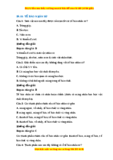 Trắc nghiệm Sinh học 10 Bài 8 Chân trời sáng tạo: Tế bào nhân sơ