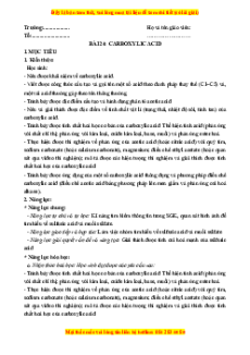 Giáo án Carboxylic acid Hóa học 11 Kết nối tri thức