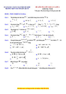 Đề thi giữa kì 1 Toán 11 trường THPT Nguyễn Hữu Huân - TP Hồ Chí Minh năm 2023-2024