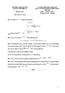 Đề thi HSG Toán 11 Trường THPT Chuyên Amsterdam - Hà Nội