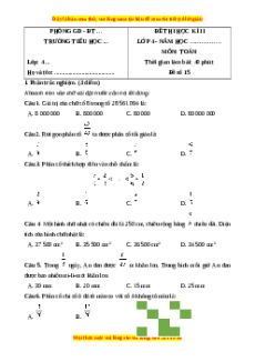 Đề thi cuối kì 2 Toán lớp 4 Cánh diều - Đề 15