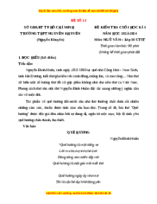 Đề thi cuối kì 1 Ngữ Văn 10 Chân trời sáng tạo (Đề 13)