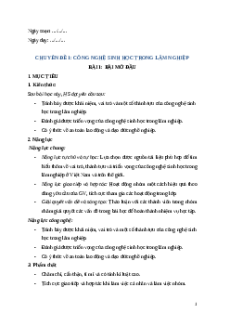 Giáo án chuyên đề Bài 1: Mở đầu Công nghệ Lâm nghiệp thủy sản 12 Kết nối tri thức