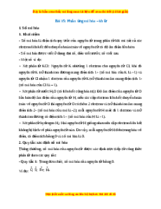 Lý thuyết Phản ứng oxi hóa - khử Hóa học 10 Kết nối tri thức