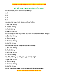 Trắc nghiệm Bài 19 Địa lí 6 Cánh diều: Biển và đại dương. Một số đặc điểm của môi trường biển