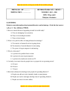 Đề thi giữa kì 2 Tiếng Anh 8 Global success (Đề 3 kèm file nghe)