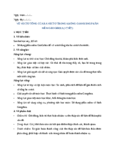 Giáo án Vẽ vectơ tổng của ba vectơ trong không gian Toán 12 Kết nối tri thức