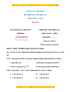 Đề thi cuối kì 1 Toán 6 Cánh diều (Đề 3)