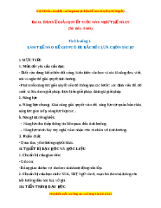 Giáo án Bài 11: Bạn sẽ giải quyết việc này như thế nào (2024) Chân trời sáng tạo