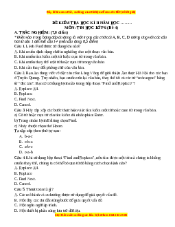 Đề thi cuối kì 2 Tin học 6 Cánh diều - Đề 4