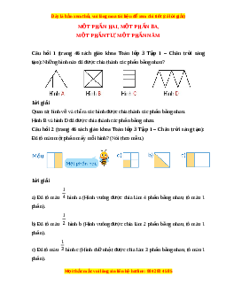 Giải Sgk Toán lớp 3 Bài 28: Một phần hai, một phần ba, một phần tư, một phần năm (Chân trời sáng tạo)