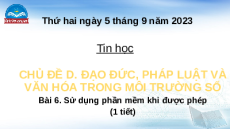 Giáo án Powerpoint Bài 6 Tin học lớp 4 Chân trời sáng tạo: Sử dụng phần mềm khi được phép