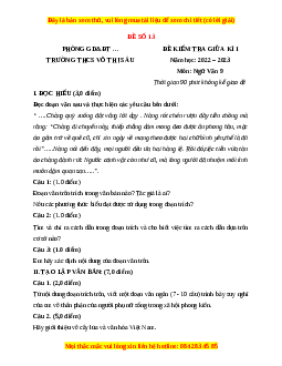 Đề thi giữa kì 1 Ngữ văn 9 - Đề 13