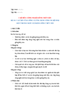 Giáo án Bài 14: Vai trò của giống và ứng dụng công nghệ sinh học Công nghệ 12 Cánh diều