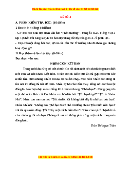 Đề thi cuối kì 1 Tiếng Việt lớp 3 Chân trời sáng tạo - Đề 4