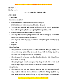 Giáo án Sinh sản ở động vật Sinh học 11 Cánh diều