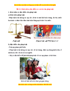 Lý thuyết KTPL 10 Kết nối tri thức Bài 11: Khái niệm, đặc điểm và vai trò của pháp luật