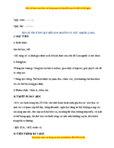 Giáo án Ôn tập chủ đề Con người và sức khỏe TNXH lớp 2 Chân trời sáng tạo