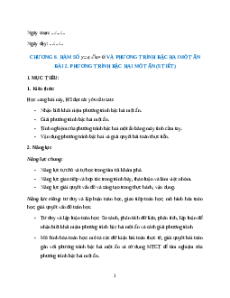 Giáo án Phương trình bậc hai một ẩn Toán 9 Chân trời sáng tạo