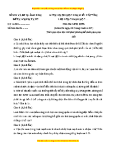 Đề thi hsg Sinh học 9 Tỉnh Quảng Bình năm 2023 có đáp án