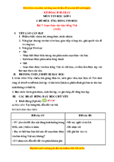 Giáo án Bài 7 Tin học lớp 4 Chân trời sáng tạo: Soạn thảo văn bản Tiếng Việt