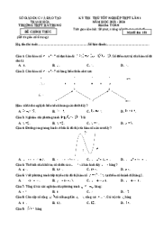 Đề thi thử tốt nghiệp Toán trường THPT Hà Trung năm 2024