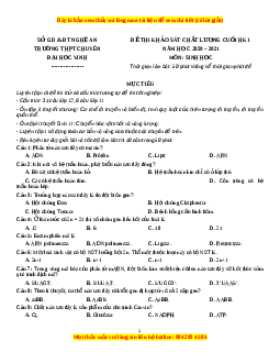 Đề thi thử Sinh Học trường Chuyên ĐH Vinh lần 1 năm 2021